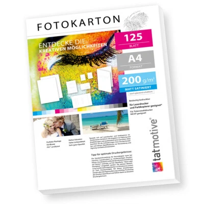 TATMOTIVE PREMIUM Fotopapier Laserdrucker 200g A4 beidseitig bedruckbar MATT 125 Blatt