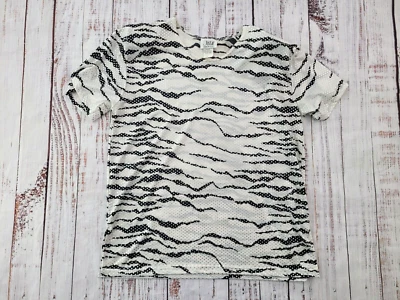 Vintage 90s Jostar Short Sleeve Embellished Black White Tiger Print Blouse Small - Image 1 of 4