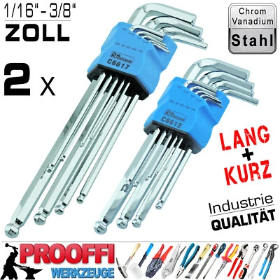 2x Zoll Innensechskant Winkel Stift Schlüssel Harley Werkzeug Für Inbus Schraube - Bild 1 von 4