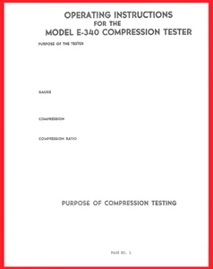 Operating Instructions for the Allen Electric Co Model E-340 Compression Tester - Picture 1 of 5
