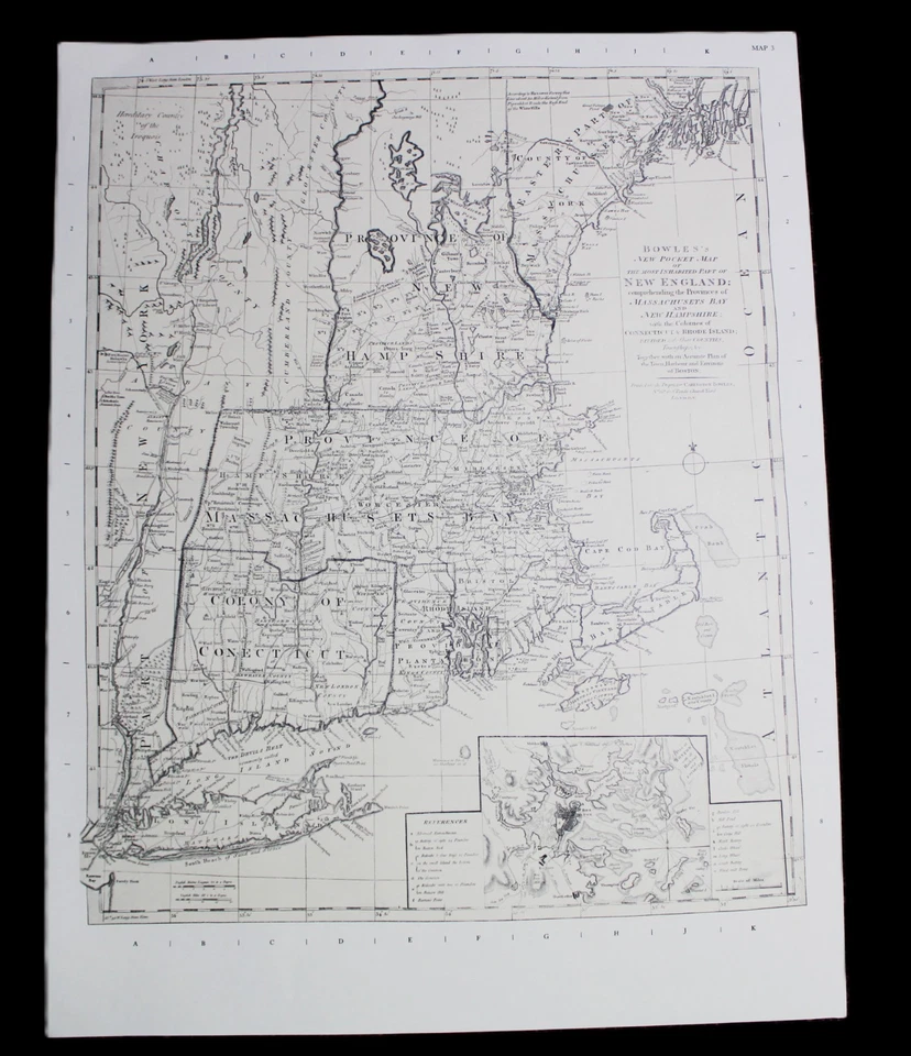 NEW ENGLAND COLONIES MAP 1775 BY THE U.S. DEPARTMENT OF THE NAVY (1972) - Image 1 of 4
