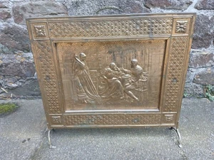 VINTAGE BRASS CLAD FIRE SCREEN - VERY GOOD USED CONDITION - Picture 1 of 10