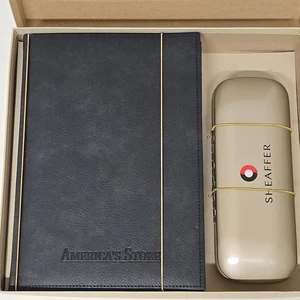 Sheaffer America Vtg Pen Set Notebook Executive Gift White Dot Javelin Ballpoint - Picture 1 of 11