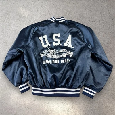 Chaqueta De Colección King Louie Demolition Derby Racing Talla Mediana Nylon Bombardero Años 80 EE. UU. Foto 1 de 4