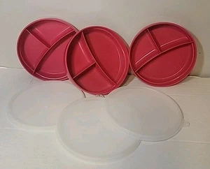 TUPPERWARE Munchkids TUPPERCARE Microwave Divided PLATES w lids reheatable bowls - Picture 1 of 4