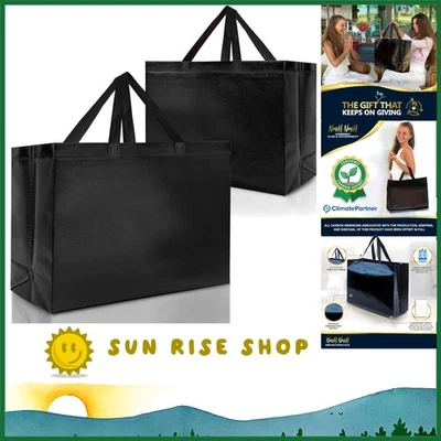 12 bolsas de regalo reutilizables XL negras brillantes con fondo reforzado - perfectas para eventos Foto 1 de 4
