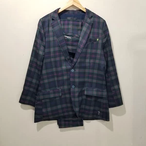 William Murray Golfanzug Herren Medium Blazer 32 Hose grün marine kariert Stretch - Bild 1 von 24