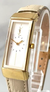 YSL Yves Saint Laurent Rectangular Gold and White Watch Popular overseas used - Bild 1 von 12