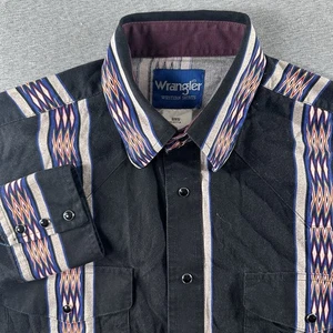 VTG Wrangler Aztec Western Shirt Men’s M Pearl Snap Navajo Southwest Cowboy - Picture 1 of 7