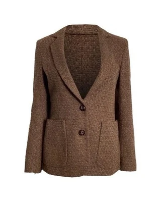 Chaqueta Blazer De Colección Oscar de la Renta Mezcla de Lana Tweed Preppy Academia Marrón 10 *M Foto 1 de 4