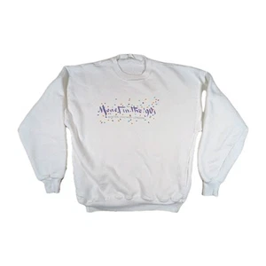 Vintage Monet in den 90ern Größe L Kunst Pullover Sweatshirt weiß mit Taschen - Bild 1 von 8