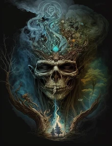 Leinwandbild Fantasy Totenkopf Explosion Wandbild Poster Druck - Bild 1 von 22