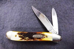 1991 Case 5220 SS Stainless Peanut Sambar Stag Handle Mini Jack Pocket Knife - Picture 1 of 11