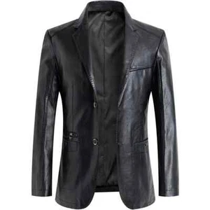 Nuevo Blazer negro 100 % piel de cordero real calce ajustado causal 100 % para hombre BLAZER MEJOR VENDIDO - Imagen 1 de 4