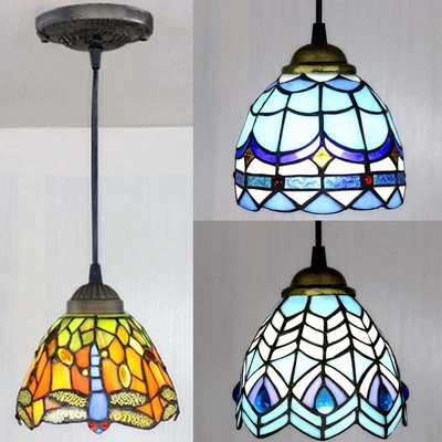 Stained Glass Tiffany Style Hanging Pendant Light Ceiling Lighting Lamp Fixture - Image 1 of 4