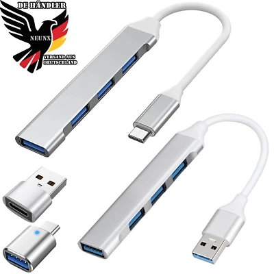 USB 3.0 Hub Verteiler Splitter Adapter für Notebook Handy Laden Laptop PC 4 Port - Bild 1 von 4