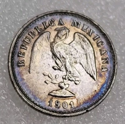 Raro 1901 Culiacán México 5 Centavos .903 Plata Hermosillo Moneda # 1278 Foto 1 de 4