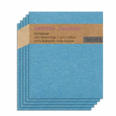 Pacote com 5 substituições de papel toalha de prato sueco (cor azul) | Sueco - Imagem 1 de 4