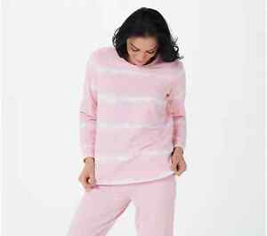 Denim & Co. Tie-Dye French Terry Long-Sleeve Sweatshirt-Pale Pink-XL-NEW-A392546
