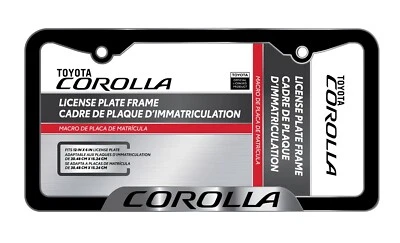 Toyota Corolla Chrome Black Metal License Plate Frame - Image 1 of 4