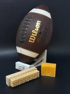 Wilson GST TDJ Junior Size Leather Football Fully Game Prepped + Tacky Bar Brush - Picture 1 of 23