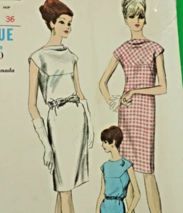 1960s Vintage Vogue #6785 A-line Drape/Cowl-neck Shift Dress Sz: 14 B34 Complete - Picture 1 of 8