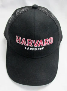 Harvard University Crimson Lacrosse Black Mesh Back Adjustable Hat Cap- NWOT - Picture 1 of 8
