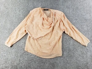 Blusa formal con volantes Louis Feraud para mujer 10 melocotón 100 % seda vintage - Imagen 1 de 12