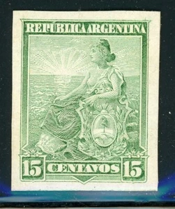 ARGENTINA PROOF Selections: Scott Type A66 Seated Liberty 15c Light Green $$$ - Picture 1 of 1