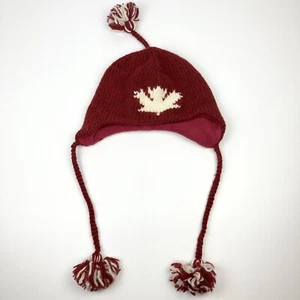 Delux 100% Wool Knit Hat Fleece Lined Red Beanie Ear Flap One Size Winter As New - Picture 1 of 8