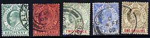 GIBRALTAR KE VII 1904-08 Marca de agua Mult Crown CA Juego de piezas SG 56 a SG 61 VFU - Imagen 1 de 2
