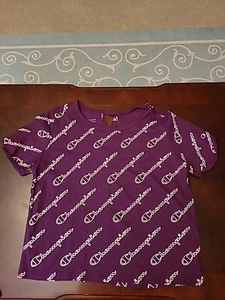 Gently Used Womans Champion Authentic Athletic Wear Size Med Top Purple/White - Picture 1 of 8