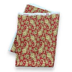Waverly Sheffield Screen Print Cotton Fabric Red Gold Damask Pattern 42x56” - Picture 1 of 5