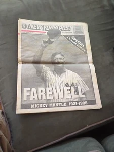 MICKEY MANTLE Death NY Post August 14, 1995 12 Page Tribute - Picture 1 of 2
