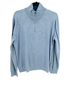 Banana Republic Sweater Men's Large Pima Cotton Cashmere Pullover 1/4 Zip Blue - Picture 1 of 9