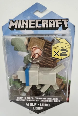Minecraft Wolf Lobo Craft a Block Figure Mattel Mojang New GTT48 SEE PHOTOS Cover