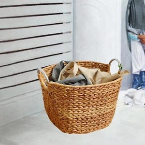 Woven Laundry Basket Elegant Dirty Clothes Basket for Bathroom Indoor Travel - Picture 1 of 7