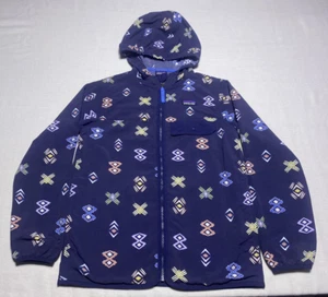 Girls Kids PATAGONIA Baggies Full Zip Jacket Size MEDIUM Blue Nylon Hood Pockets - Picture 1 of 10