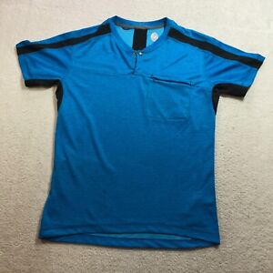 Club Ride Cycling Jersey Mens Small Blue Pearl Snap Stretch