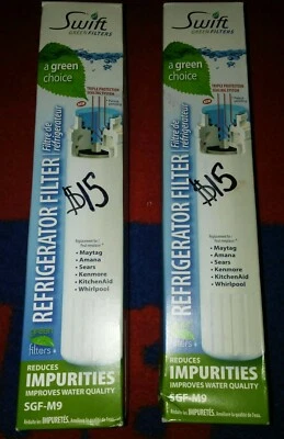 (2)Swift Refrigerator Green Water Filters SGF-M9, NEW, Removes Impurities - Image 1 of 4
