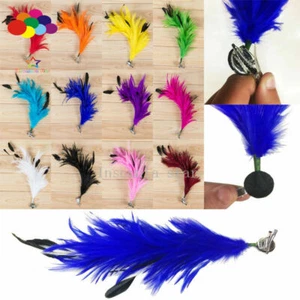 12 color 1 pcs 30cm Chicken Feathers Flower Hairpins Bridal Banquet Head Hair - Picture 1 of 24