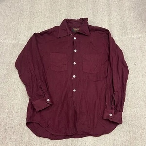 Vintage Golden Arrow Viyella Button Up Shirt Mens Large Red 1960s Wool - Picture 1 of 12
