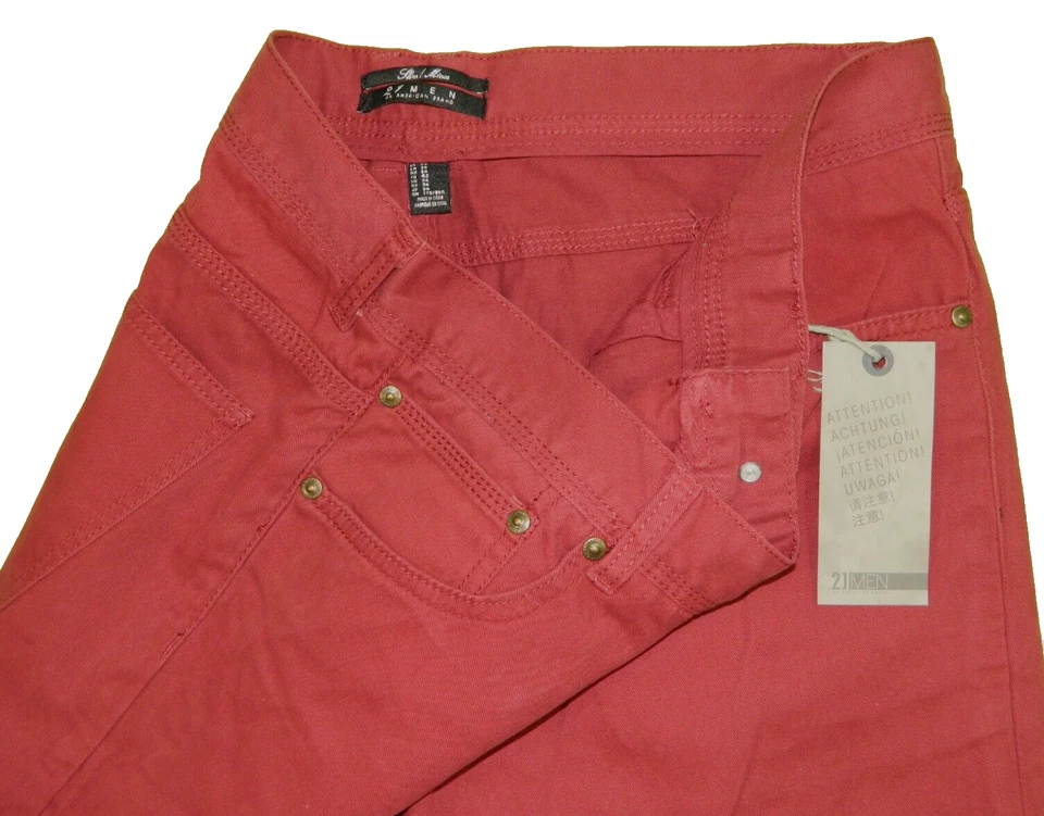 Мужские красные джинсы новый 21 мужчин Slim Fit первоклассный джинсовой ткани ярлык 34 измеренный размер 34 x 31 - Изображение 1 из 4