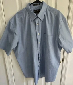 Camisa Eddie Bauer Para Hombre XL Azul Cuadros Manga Corta Abotonada Resistente a las Arrugas - Imagen 1 de 7