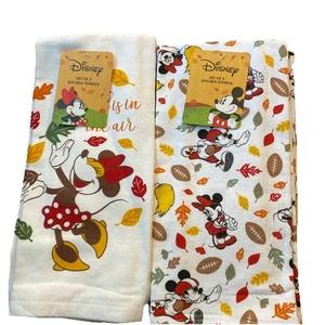 DISNEY MINNIE MOUSE Kitchen Towels Mickey Football 100% Cotton 4 Pack - Picture 1 of 9