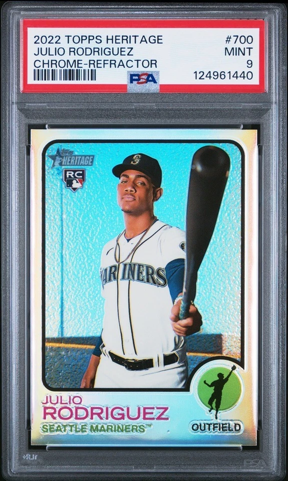 Julio Rodriguez PSA 9 2022 Topps Heritage /673 Chrome Refractor RC Rookie #700 - Image 1 of 4