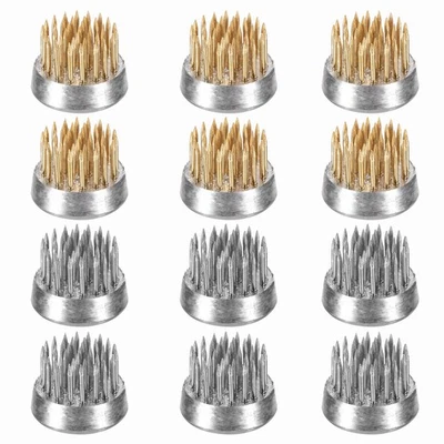 12 Pcs 0.9" Round Brass Floral Frogs Flower Arranger Holder Pin, Brass/Silver Foto 1 de 4