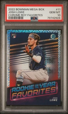 2022 BOWMAN MEGA BOX CHROME ROOKIE OF THE YEAR FAVORITES 11 JOSH LOWE PSA 10 - Image 1 of 2