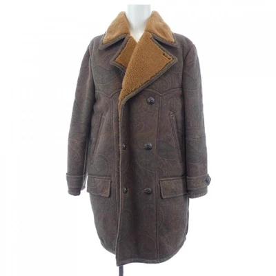 Etro Mouton 男式外套 48 棕色皮革二手 B 状况 — 第 1/4 张图片