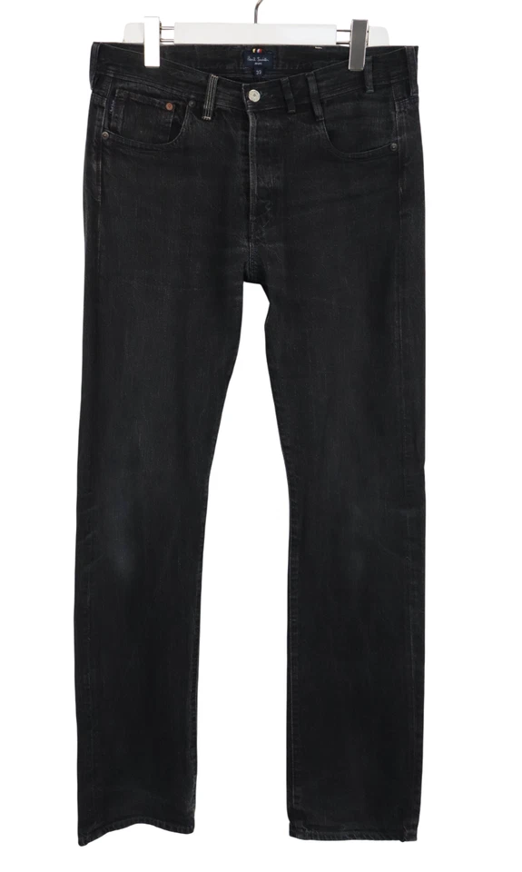 Pantalones de mezclilla PAUL SMITH para hombre W35/L33 negros bigotes cónicos botón mosca Foto 1 de 4
